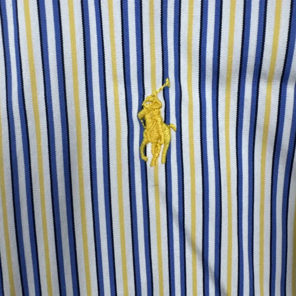 Polo Ralph Lauren Classic Fit Dress Shirt Mens XL Blue White Yellow‎ Stripe